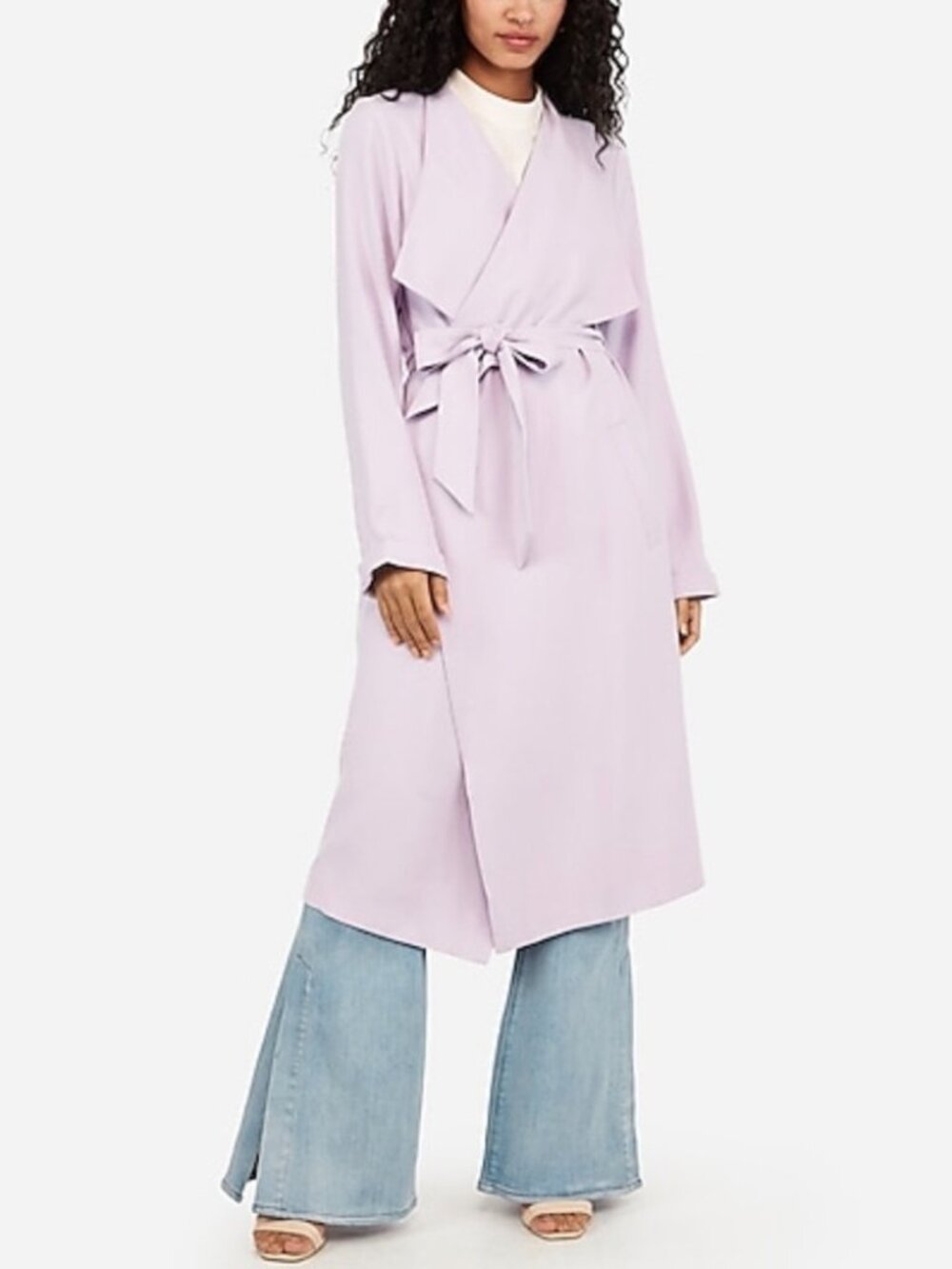 💎 Express Lilac Lightweight Soft Drape Belted Trench Coat Size Small-Flawed Gem
